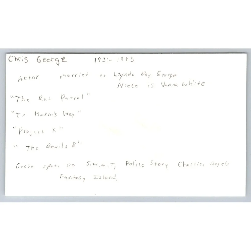 Chris‎ George Signed Index Card - Actor